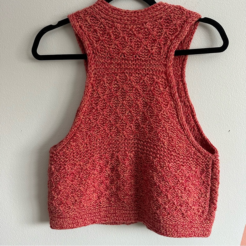 Free People Coral Marled Knit Button-Up Vest - Picture 6 of 6